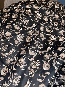 Target Threshold Black Brown Floral Print Queen Flat Sheet All Cotton Good Cond - Picture 1 of 4