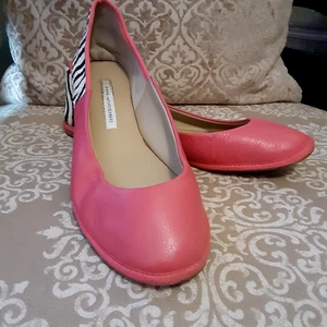 Diane Von Furstenberg Pink Leather Botswana Calfskin Zebra Ballet Flats SZ 9 1/2 - Picture 1 of 6
