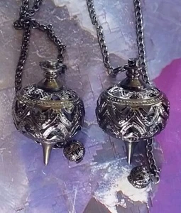 BLACK DOWSING PENDULUM, LARGE UNUSUAL FILIGREE BLACK TITANIUM DOWSING PENDULUM - Picture 1 of 2