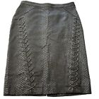 Zara Black Lace Up Skirt S Back Slit Back Zipper Cotton Reptile Print Knee Women