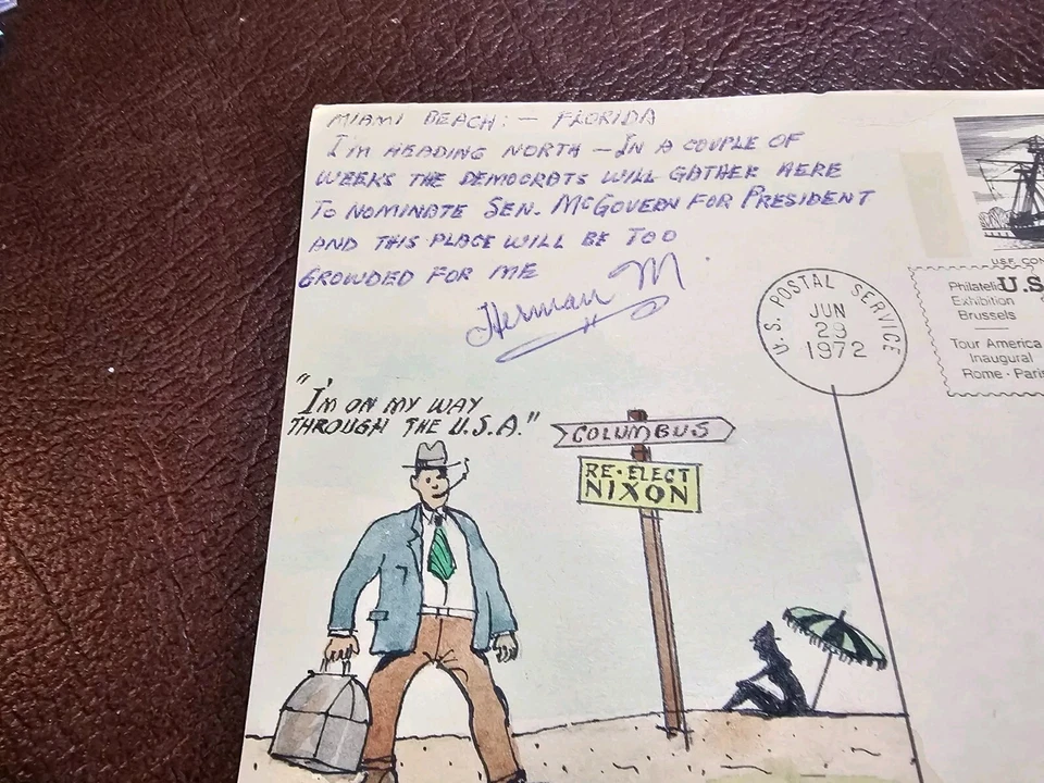 FDC  UX61  6C RARE HERMAN MAUL HAND PAINTED WITH SPECIAL MESSAGE  - Image 1 of 4