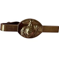 Vintage US Marine Corps Gold Tone Tie Bar Clip With Eagle Globe & Anchor Design - Picture 1 of 4