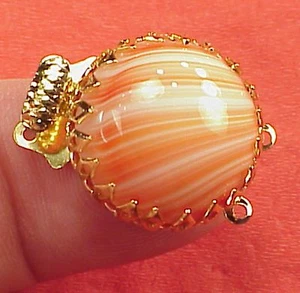 Vintage 19mm Round Necklace Clasp Connector 2 Str Basket Coral Agate MODern Art - Picture 1 of 4