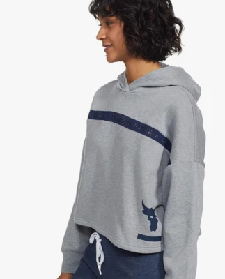 Under Armour 女式 Project Rock 胶带抓绒灰色运动衫 1346014-035 大号 — 第 1/2 张图片