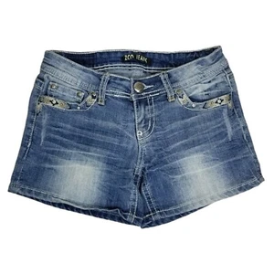 ZCO Jeans Womens Juniors 5 Embellished Button Pocket Denim Shorts Medium Wash - Picture 1 of 4