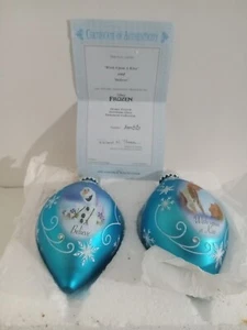 2 Disney Frozen Erbstück Glas Ornament Sammlung/COA Bradford Exchange - Bild 1 von 4