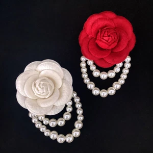 Broche broche flor camelia tela moda para mujeres ramillete perla joyería broches - Imagen 1 de 24