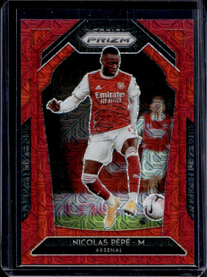 2020-21 Prizm Premier League Nicolas Pepe Red Mojo Prizm #70/135 #42 Arsenal