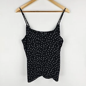 Sportsgirl Singlet Top Womens Size 12 Black White Star Print Spaghetti Straps - Picture 1 of 7