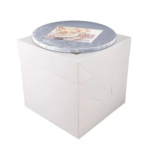Cake Boxes with Boards - 10 Inch Round Cake Drum Silver 1-pack - Box With Win... - Picture 1 of 9