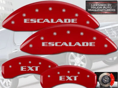 Cadillac Escalade 2007-2020 delanteras + traseras rojas MGP cubiertas de pinza de disco de freno "EXT" Foto 1 de 4