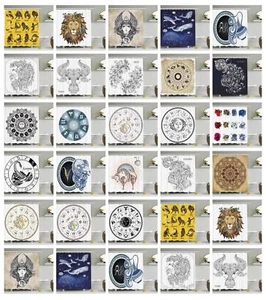 Zodiac Shower Curtain Fabric Bathroom Decor Set with Hooks 4 Sizes - Picture 1 of 23