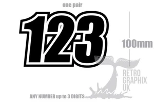 Race Numbers Personalised Vespa Lambretta Scooter Classic Bike Racing PAIR 110 h - Picture 1 of 4