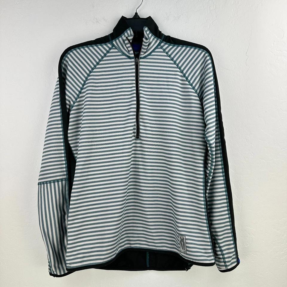Irideon 1/4 Zip Pullover Womens L Blue Striped Horse Riding Training Equestrian - Image 1 of 4