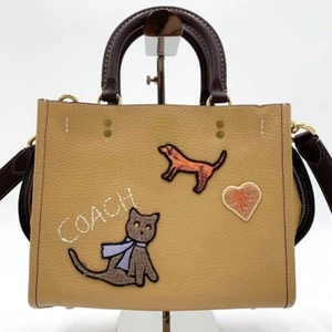 COACH ROGUE 25 LIGHT TAN/MULTI LEATHER CREATURES Patch C6167 EUC Japan Rare - Picture 1 of 20