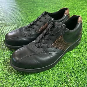 Ecco Classic Saddle Mens Brown Croc Black Leather Golf Shoes Size EU 43 US 9 - Picture 1 of 8