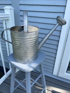 24"x17" AUTHENTIC Vintage Galvanized Zinc Metal WATERING CAN w/Spout Garden Farm - Picture 1 of 12