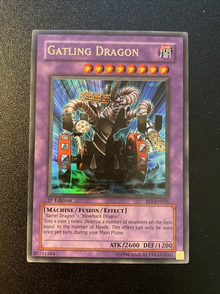 GATLING DRAGON FET-EN035 1ST EDITION  RARE Yugioh Card 1996 Holo - Image 1 of 1