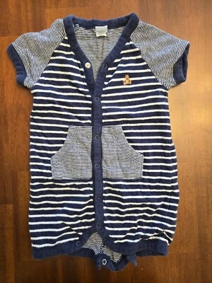 Baby Gap Blue Striped Button Down One Piece Romper Outfit - Size 3-6 Months - Image 1 of 4