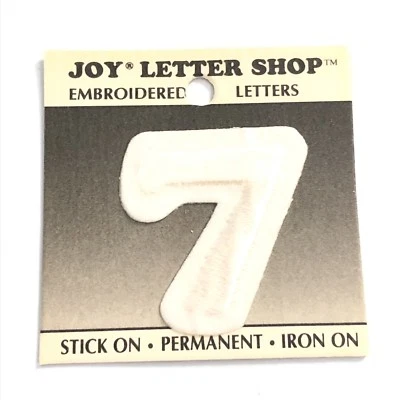 Joy Letter Shop White Number 7 1.5” Iron On Embroidered Patch Appliqué Crafting - Image 1 of 4
