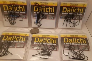  6-PACK LOT D50Z  Daiichi ROUND BEND WORM Hooks size 1   - Picture 1 of 2