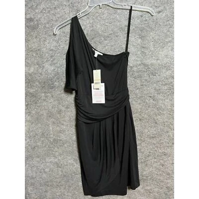 Vintage 90s Y2K Dress Womens 2 Sheath Ruched One Shoulder Sexy WItchy Dark Fairy - Image 1 of 4