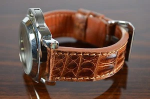 CORREA RELOJ 26 24 22 MM GENUINA PIEL COCODRILO MA STRAP MARRON HAVANA BRILLO - Imagen 1 de 12