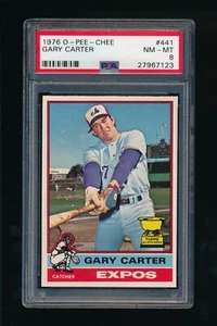 1976 O-Pee-Chee #441 Gary Carter PSA 8 NM-MT Montreal Expos HOF - Foto 1 di 2