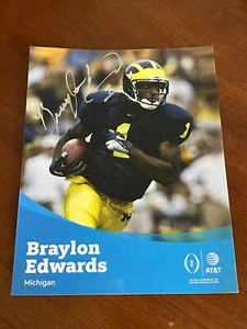 Fotografia Braylon Edwards autografata 8,5x11 Michigan Wolverines - Foto 1 di 1