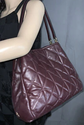 Coach F36696 Phoebe Shoulder Bag Oxblood Quilted Leather Tote Purse Handbag - Image 1 of 4