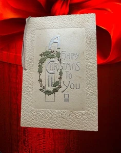 Antique Edwardian Christmas Greeting Card Embossed Die Cut 1911 Rare! Upcycle - Picture 1 of 7