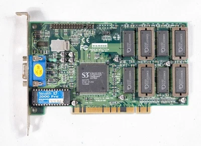 Vintage Diamond Stealth 3D Pro 2000 VGA adapter 4MB RAM PCI tested ISA360 - Image 1 of 3