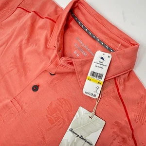 Tommy Bahama IslandZone Palm Coast Palmera Polo Men's M Shellrosa Coral NEW - Picture 1 of 7