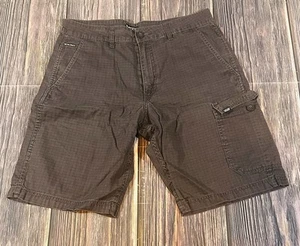 Vans Shorts Mens 32 Black Gray Plaid Performance Cargo Pocket Flat Front - Picture 1 of 12