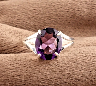 African Amethyst Gemstone 925 Sterling Silver Handmade Jewelry Ring All Size - Image 1 of 4