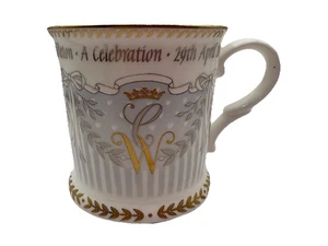 Taza China Hueso Boda Real Oficial Príncipe Guillermo y Catalina con Oro 22k - Imagen 1 de 6