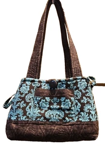 Cloth Shoulder Bag Brown & Turquoise Fabric  - Picture 1 of 9