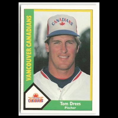 Tom Drees #3 1990 CMC Pacific Leauge Vancouver Canadians Baseball Card MLB NM - Image 1 of 3