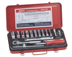 Genius Tools 17 Piece 1/4" Dr. SAE Deep Hand Socket Set - GD-217S - Picture 1 of 1