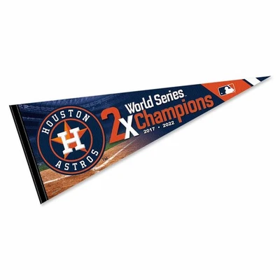 Houston Astros 2 Time Champions MLB 12 in X 30 in Pennant - Image 1 of 4