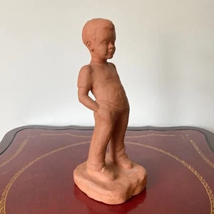 Vintage Jermstad Terracotta Boy Statue Signed - AJ - 10.5” Tall - Picture 1 of 13