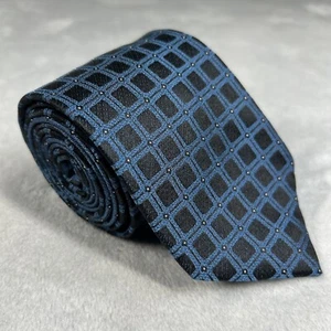 Murano Herrenkrawatte blau/schwarz geometrisch 58"x3" 100% Seide entworfen in Italien Neu mit Etikett - Bild 1 von 9
