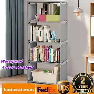 4-Tier Waterproof Bookcase Bookshelf Display Storage Unit Shelving Stand - Picture 1 of 12