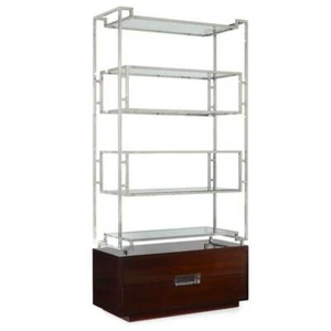 RANDALL TYSINGER VIENNA ETAGERE DISPLAY MACASSAR EBONY STAINLESS STEEL GLASS - Picture 1 of 1