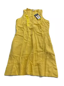Briggs Ladies' Ruffle V-Neck Linen Blend Dress Yellow Small NEW Womens Dress - Picture 1 of 15