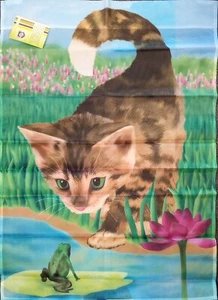 "Nice to Meet You" Cat and Frog Flag 28x40 Accent Home & Garden Premier Designs - Picture 1 of 4