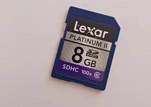 LEXAR Platinum II SDHC Memory Card, 8GB, Speed Class 6. transfer rate of 15MB/s - Picture 1 of 1
