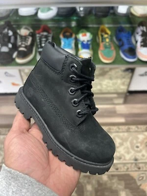 Baby размер 8 Timberland ботинки черный шнурует вверх кожаные ботинки ребенка ясельного возраста Baby ботинки - Изображение 1 из 4