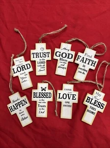 Cross Wooden Ornaments Set Of 8 - Picture 1 of 9