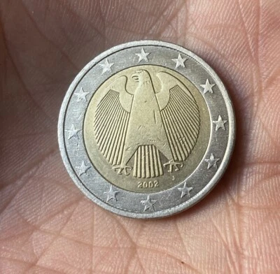Германия 2 евро монета €uro немецкий орел 2002 монетный знак J Штутгарт - Изображение 1 из 2